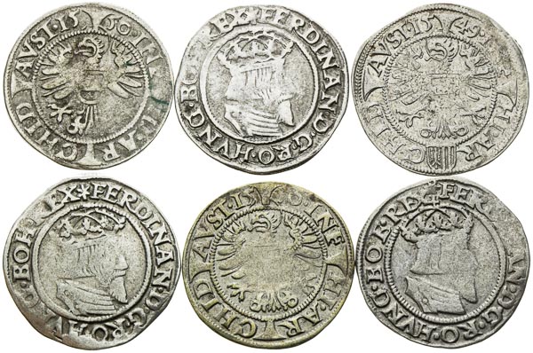 3 Kreutzer 1549, 1550, 1556, 1557, 1558 (6 pcs) - back