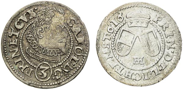 3 Kreutzer 1614, 1616 (2 pcs) - front