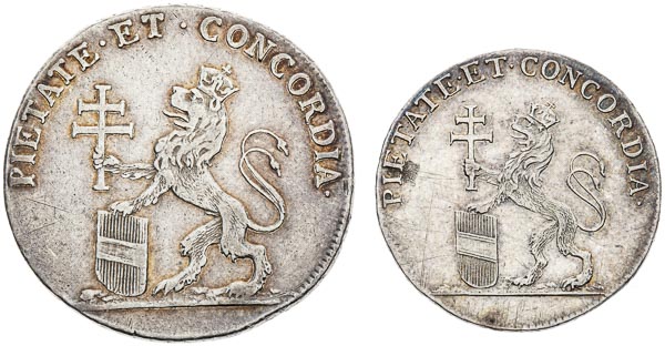 Silver token 1790 (2 pcs) - back