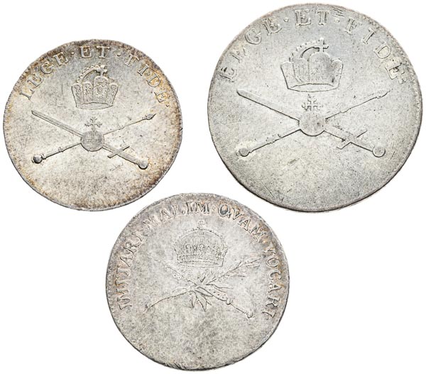 Silver token 1792 (3 pcs) - back