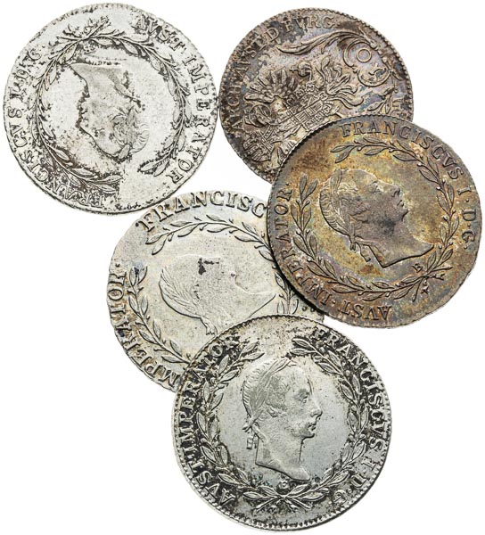 Lot of silver coins (5 pcs) - front