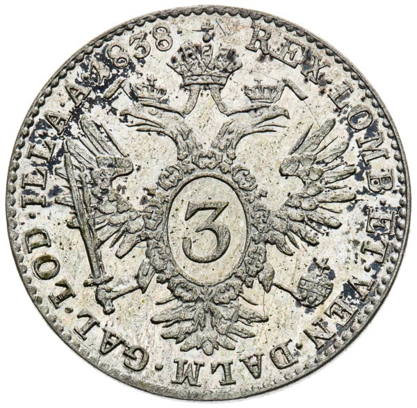 3 Kreutzer 1838 - back