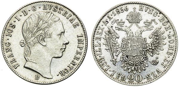 20 Kreutzer 1852, 1856 (2 pcs) - front