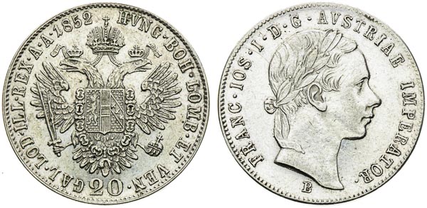 20 Kreutzer 1852, 1856 (2 pcs) - back