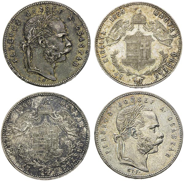 Gulden 1868, 1869 (4 pcs) - back