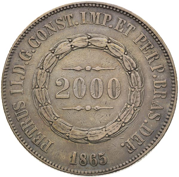 2000 reis 1865 - back