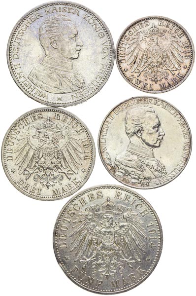 Silver coins (5 pcs) - front