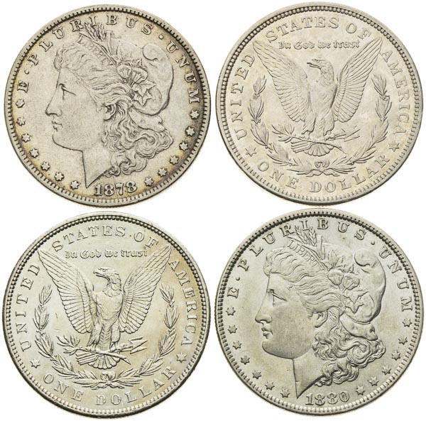 Morgan Dollars (4 pcs) - front
