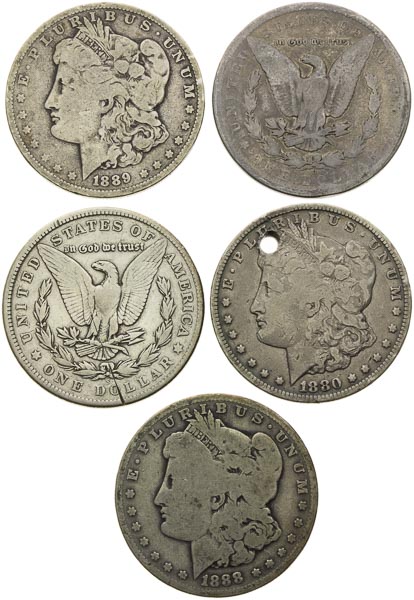 Morgan Dollars (5 pcs) - front