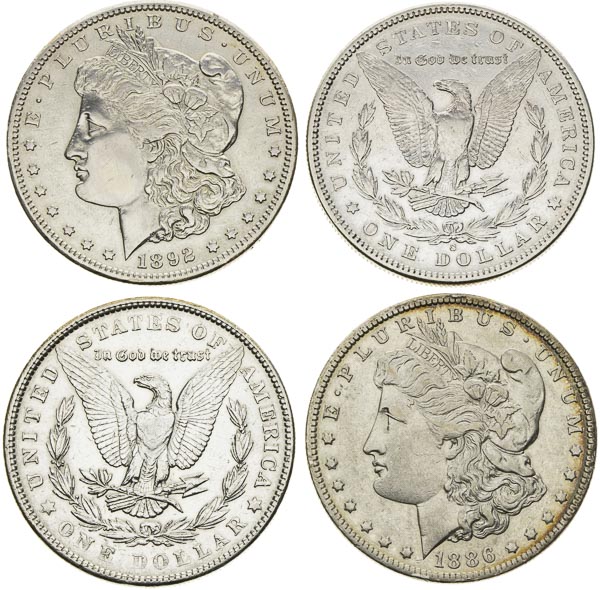 Morgan Dollars (4 pcs) - front
