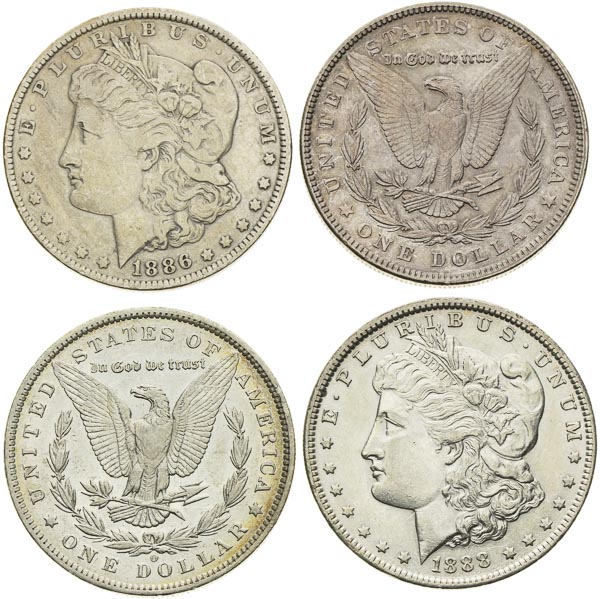 Morgan Dollars (4 pcs) - front