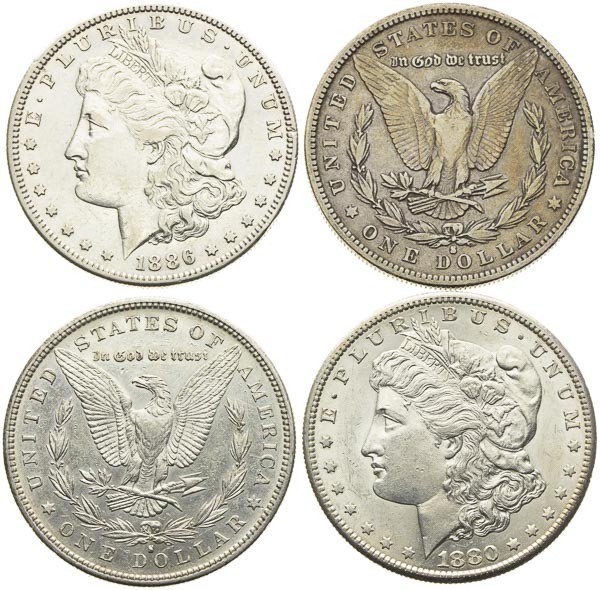 Morgan Dollars (4 pcs) - front