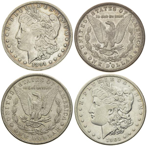 Morgan Dollars (4 pcs) - front