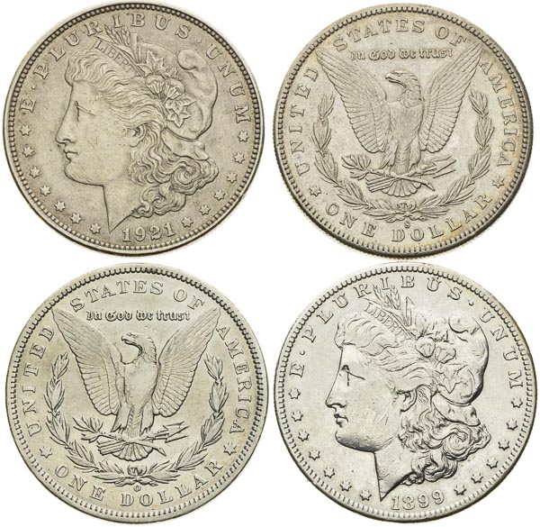 Morgan Dollars (4 pcs) - front