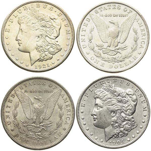 Morgan Dollars (4 pcs) - front