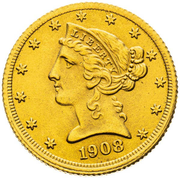 5 Dollar 1908 - front