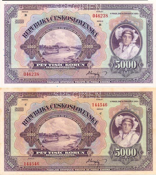 5000 Koruna 1920 (2 pcs) - front