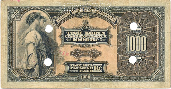 1000 Koruna 1932 A (perforated) - back