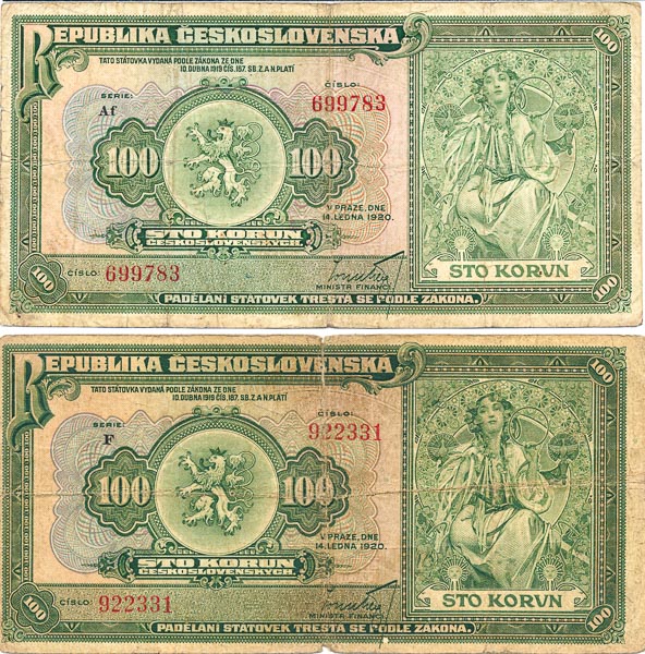 100 Koruna 1920 (2 pcs) - front
