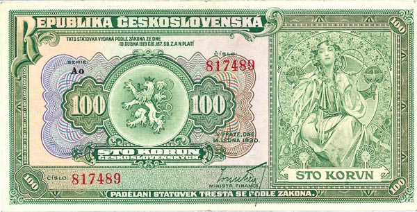 100 Koruna 1920 Ao - front