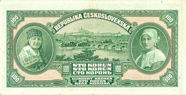 100 Koruna 1920 Ao - back