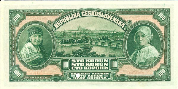 100 Koruna 1920 D (annulus) - back