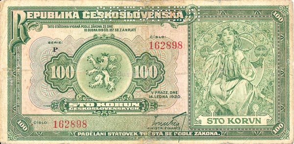 100 Koruna 1920 P (perforated) - front