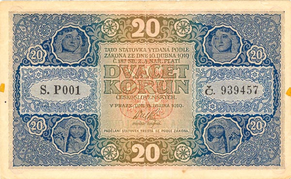 20 Koruna 1919 s. P 001 - front