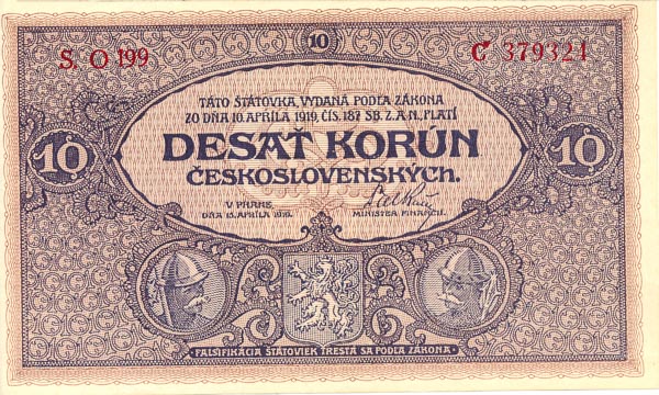10 Koruna 1919 s. O 199 - front