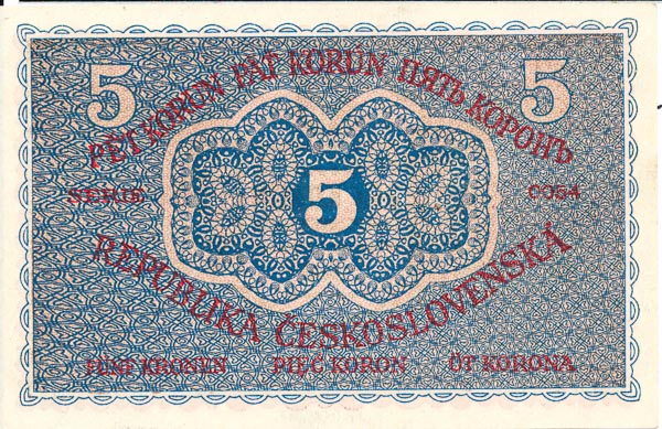 5 Koruna 1919 s. 0054 (misprint) - back