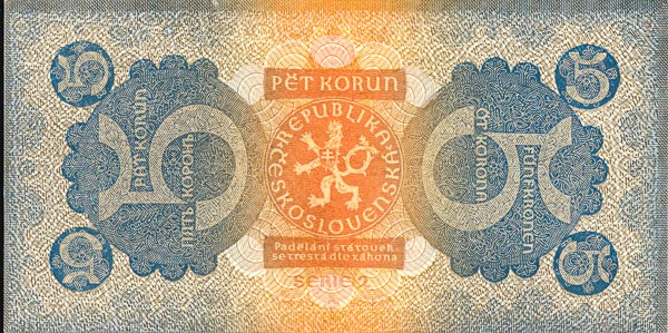 5 Koruna 1921 s. 2 - back