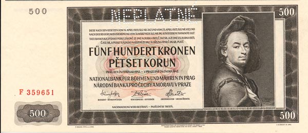 500 Koruna 1942 F (perforated) - front