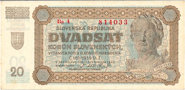 20 Koruna 1942 Ba 4 - front