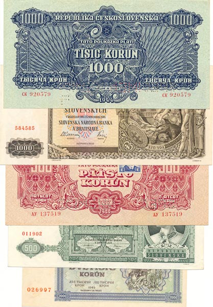 Lot of banknotes (5 pcs) - front