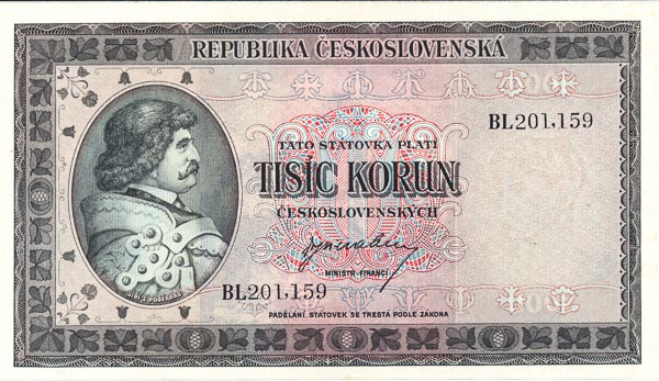 1000 Koruna (1945) BL - front