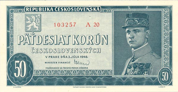 50 Koruna 1948 A 20 (perforated) - front
