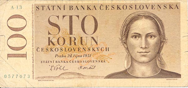 100 Koruna 1951 A 13 - front