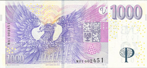1000 Koruna 2008 M 01 (bank specimen) - back