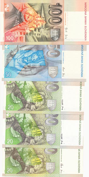 Lot of banknotes (5 pcs) - back