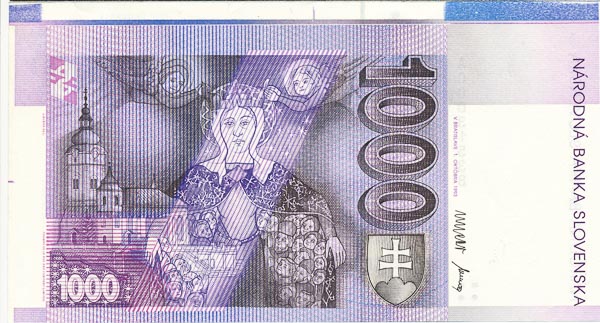 1000 Koruna 1993 A - back