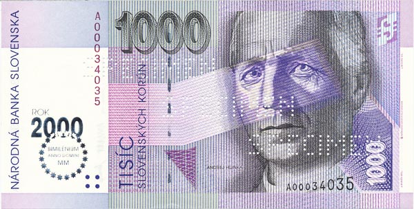 1000 Koruna 1993 A (bank specimen) - front