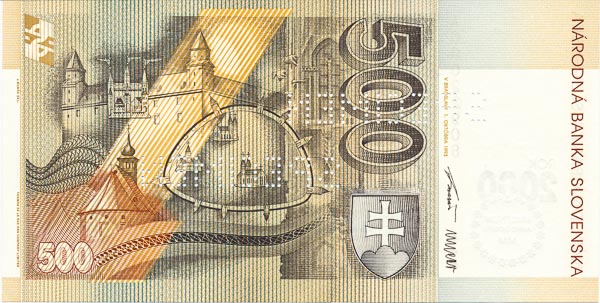 500 Sk 1993 A (bankovní vzor) - revers