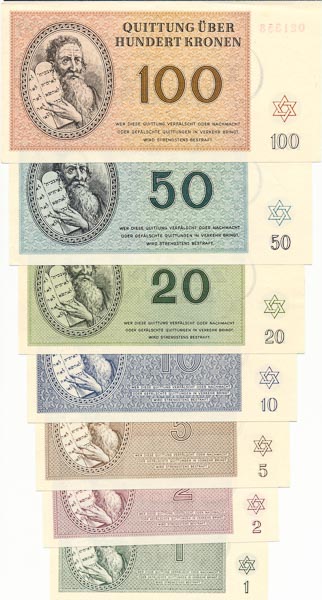Set of Terezín vouchers (7 pcs) - back