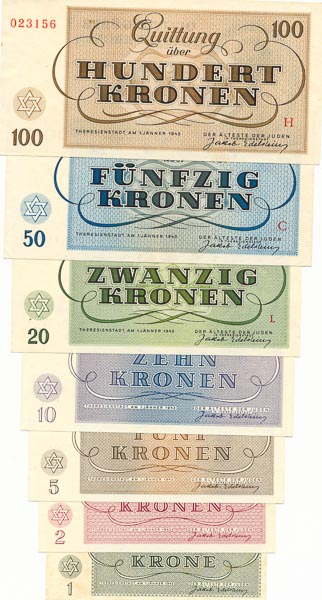 Set of Terezín vouchers (7 pcs) - front