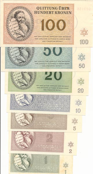 Set of Terezín vouchers (7 pcs) - back