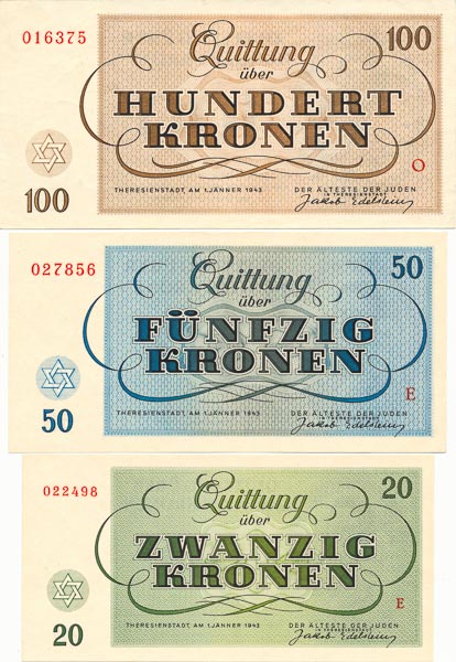Set of Terezín vouchers (7 pcs) - front