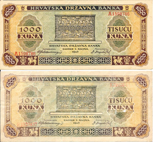 1000 Kuna 1943 A - front