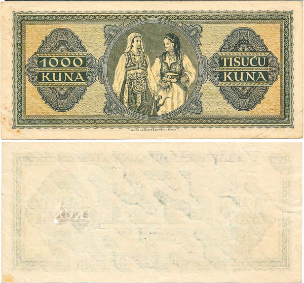 1000 Kuna 1943 A - back