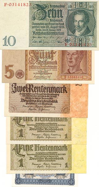 Lot of banknotes (10 pcs) - back