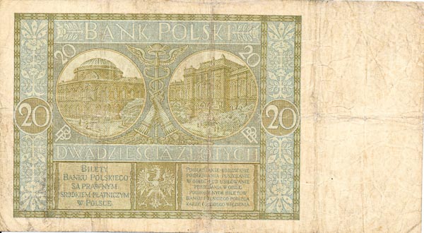 20 Zloty 1929 CN - back